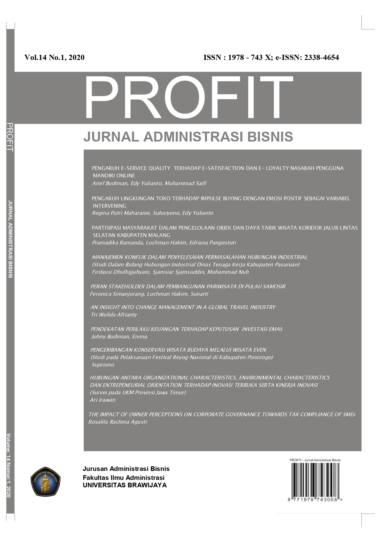 					View Vol. 14 No. 1 (2020): Profit : Jurnal Administrasi Bisnis
				